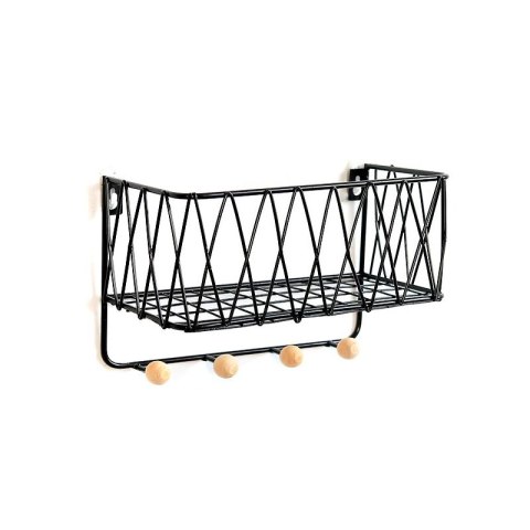 Wisząca półka z wieszakami, styl LOFT- czarna, 25,5cm