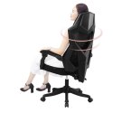 Ergonomiczny, obrotowy fotel biurowy, krzesło z zagłówkiem i podnóżkiem - czarny