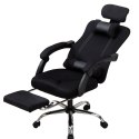 Ergonomiczny, obrotowy fotel z podnóżkiem i zagłówkiem, wentylacja - czarny