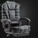 Obrotowy fotel biurowy BIZNES z masażerem i podnóżkiem, skóra - czarny