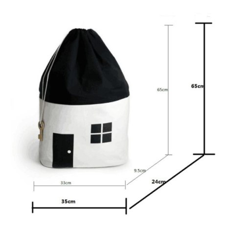 Dekoracyjny pojemnik na zabawki DOMEK - czarny