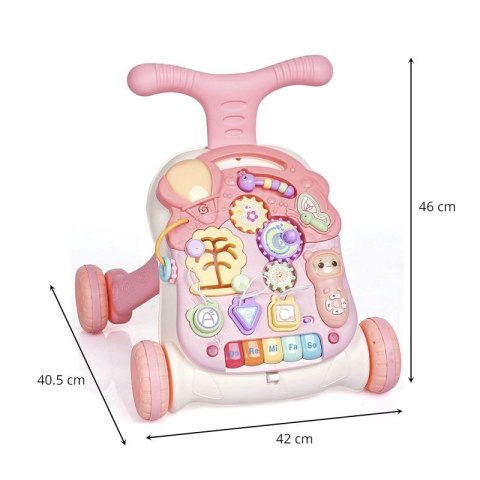 Interaktywny pchacz / Edukacyjny stolik 3w1 - różowy