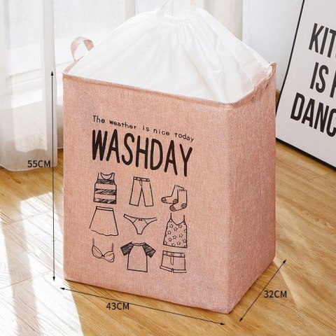 Kosz na pranie / pojemnik na bieliznę - różowy