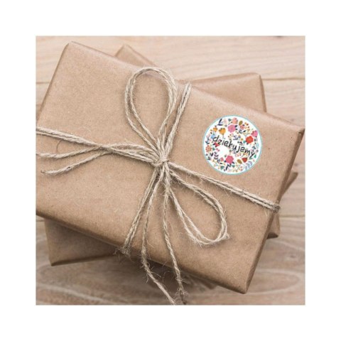 Ozdobne naklejki okrągłe Dziękujemy 500szt - kwiaty luzem