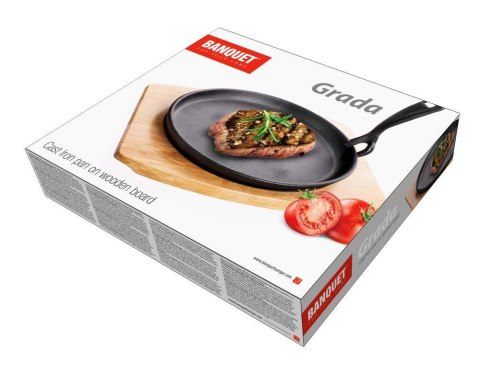 Patelnia żeliwna z drewnianą deską Grada 22cm