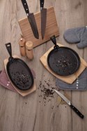 Patelnia żeliwna z drewnianą deską Grada 22cm