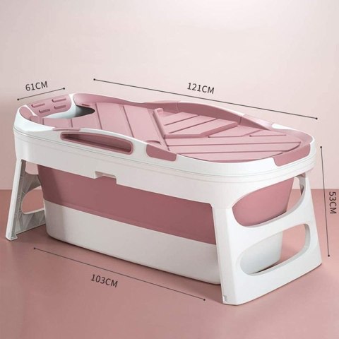 Składana wanna do kąpieli z pokrywą - różowa