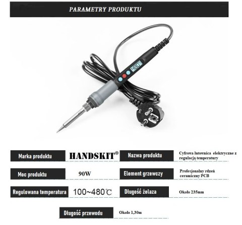 Lutownica cyfrowa z regulacją temperatury 90W