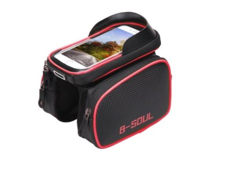 Torba rowerowa z etui na telefon/ Sakwa rowerowa B-SOUL — czerwona