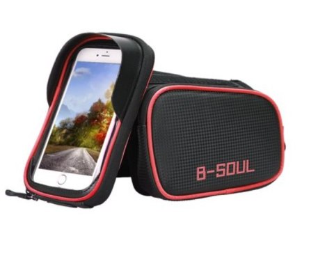Torba rowerowa z etui na telefon/ Sakwa rowerowa B-SOUL — czerwona