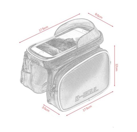 Torba rowerowa z etui na telefon/ Sakwa rowerowa B-SOUL — czerwona