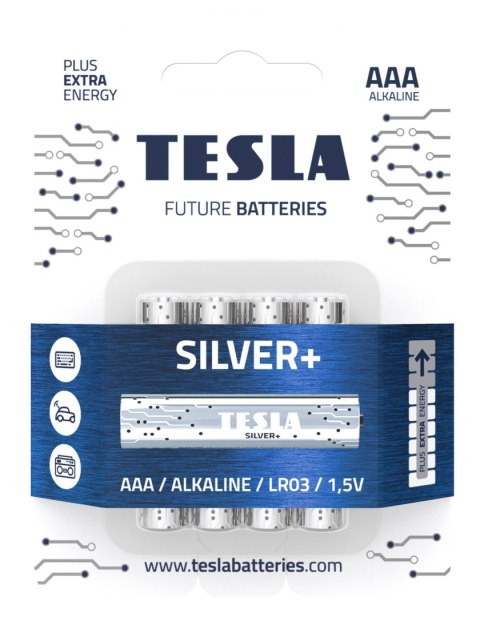 BATERIE ALKALICZNE TESLA AAA/LR03/1,5V 4SZT SILVER+