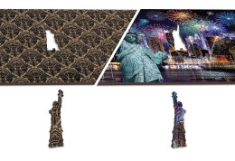 Drewniane Puzzle z figurkami - Nowy Jork nocą rozm. XL, 1000 elementów