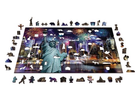 Drewniane Puzzle z figurkami - Nowy Jork nocą rozm. XL, 1000 elementów