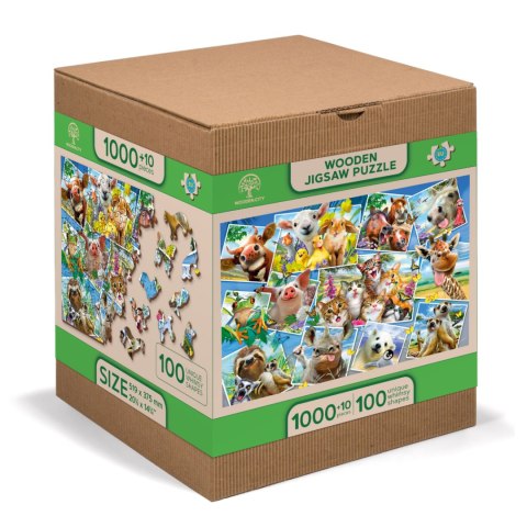 Drewniane Puzzle z figurkami - Pocztówki ze zwierzętami, 1010 elementów