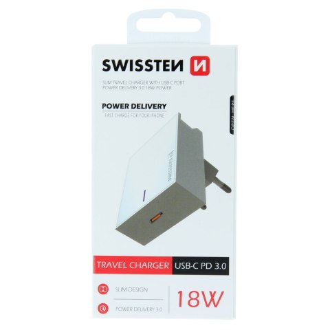 Ładowarka do iPhone 3.0 18W Power Delivery Swissten - biała
