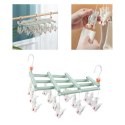 Praktyczny składany wieszak suszarka na ubrania z klipsami, 14 klipsów, zielony