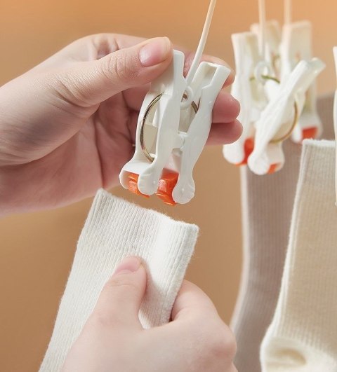 Praktyczny składany wieszak suszarka na ubrania z klipsami, 19 klipsów, zielony