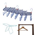 Praktyczny składany wieszak suszarka na ubrania z klipsami, 29 klipsów, ciemnoniebieski