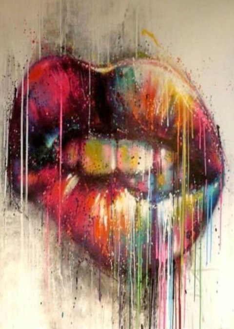 Haft Diamentowy/ Obraz 5D/ Mozaika Diamentowa/ Diamond Painting - usta typ II, rozm. 40x50 cm