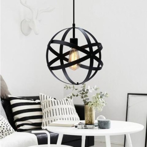 Lampa wisząca Loft, Industrialna - kula, czarna