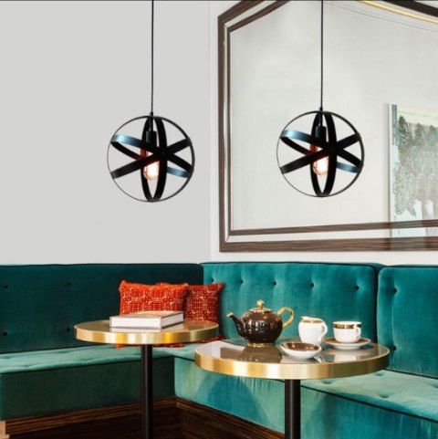 Lampa wisząca Loft, Industrialna - kula, czarna