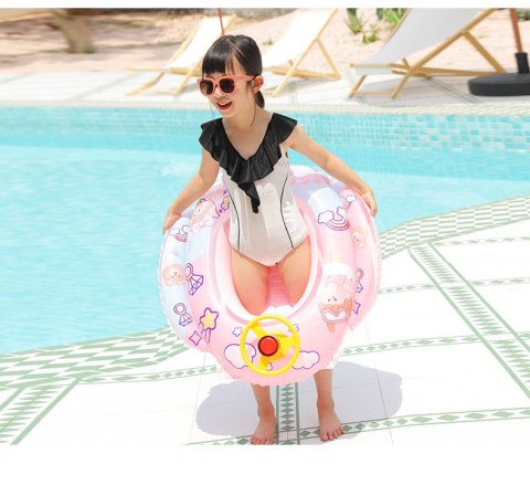 Ponton dla dzieci do pływania, Materac dmuchany — różowy