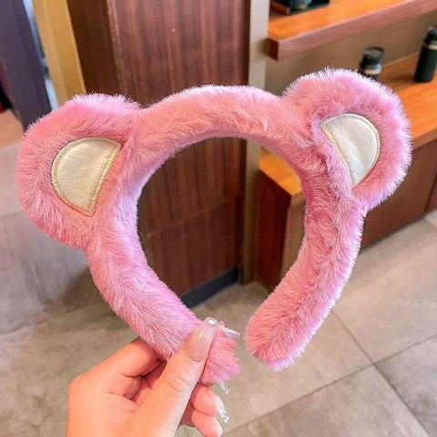 Pluszowa opaska z uszami niedźwiadka - jasnoróżowa