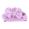 Turban niemowlęcy z kokardką, czapka dziewczęca - fioletowy