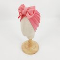 Turban niemowlęcy z kokardką, czapka dziewczęca - różowy