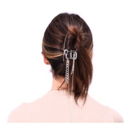 Ozdobna spinka, klamra do włosów - srebrna, z łańcuszkiem