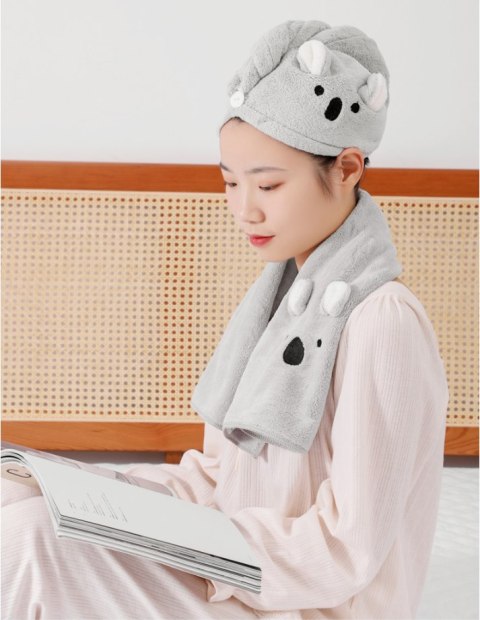 Superchłonny ręcznik do włosów, turban do włosów - szary
