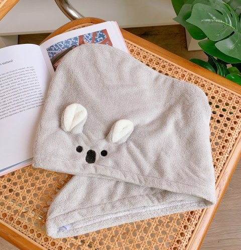 Superchłonny ręcznik do włosów, turban do włosów - szary