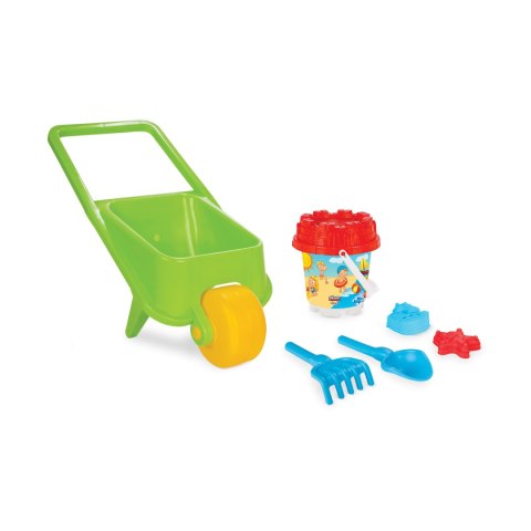 Taczka z akcesoriami do piaskownicy 5 elementów - zielony, Pilsan
