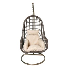 Fotel Wiszący Kokon Huśtawka Wolnostojący Brązowy (Beżowa poduszka)