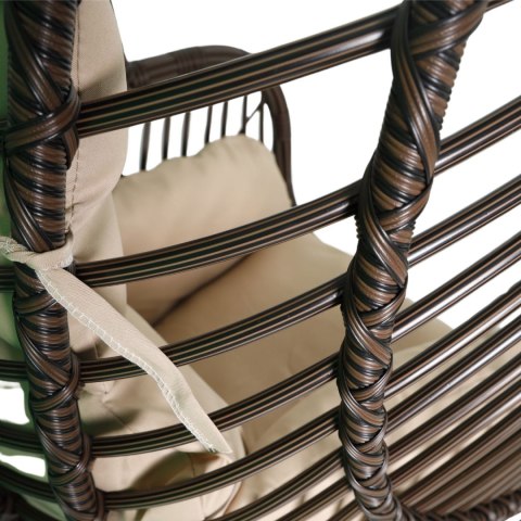 Fotel Wiszący Kokon Huśtawka Wolnostojący Brązowy (Beżowa poduszka)