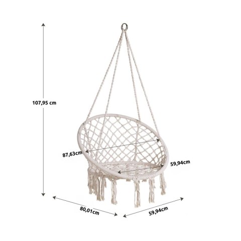 Huśtawka bocianie gniazdo do pokoju do ogrodu Premium - beżowa + zestaw montażowy