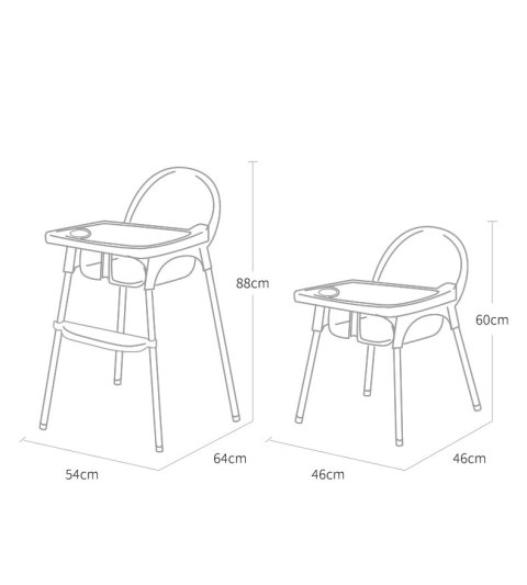 Krzesełko do karmienia regulowane - Kolor szary