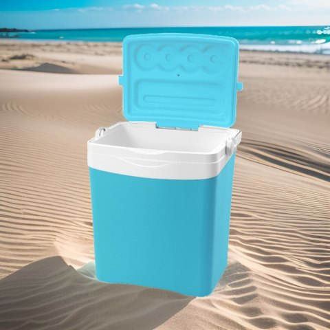 Lodówka turystyczna 25L KAMAI TROPIC na wkłady mrożące, turkusowa z białą rączką