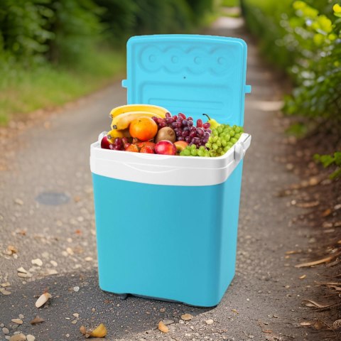 Lodówka turystyczna 25L KAMAI TROPIC na wkłady mrożące, turkusowa z białą rączką