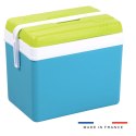 Lodówka turystyczna 35L KAMAI EDA na wkłady mrożące, turkusowa z białą rączką i zieloną pokrywą