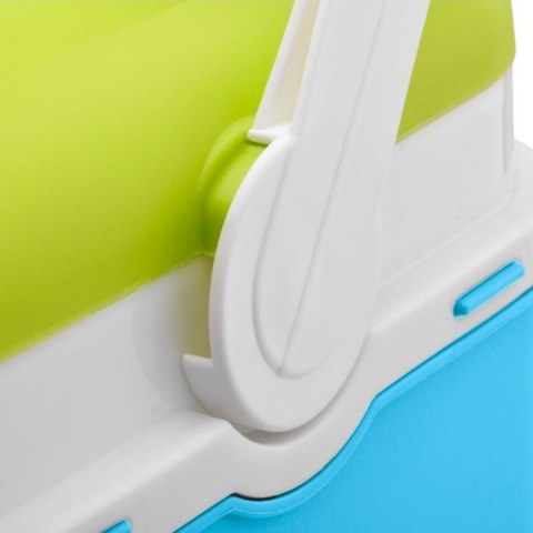 Lodówka turystyczna 35L KAMAI EDA na wkłady mrożące, turkusowa z białą rączką i zieloną pokrywą