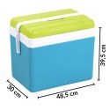 Lodówka turystyczna 35L KAMAI EDA na wkłady mrożące, turkusowa z białą rączką i zieloną pokrywą