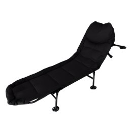 Składane łóżko turystyczne BIZNESOWE, polowe, kanadyjka PREMIUM - czarny materac