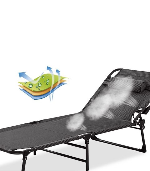 Składane łóżko turystyczne BIZNESOWE, polowe, kanadyjka PREMIUM - kolor czarny