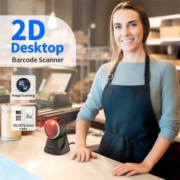 Qoltec Stacjonarny skaner czytnik kodów kreskowych 1D 2D | QR | EAN | USB | Precyzyjny