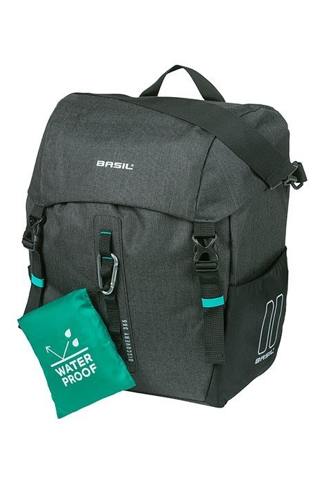 Sakwa pojedyncza BASIL DISCOVERY 365D SINGLE PANNIER BAG L 20L, Hook On System, wodoodporna black melee (NEW).