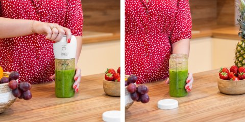 Blender bezprzewodowy, szklany kubek, 450ml, 100W , 6 noży