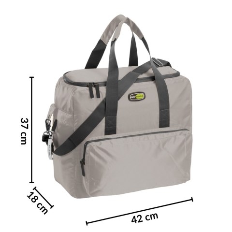 Torba termiczna Kamai Gio Style na ramię, pastelowy szary, z kieszeniami i rączką do noszenia, pojemność 33L