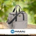 Torba termiczna Kamai Gio Style na ramię, pastelowy szary, z kieszeniami i rączką do noszenia, pojemność 33L